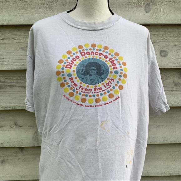 True Vintage 70s Thrashed Disco Dance-A-Thon Short Sleeve Crewneck Graphic Tee - Picture 8 of 16